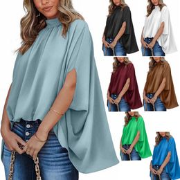 Zomer korte mouw losse blouse vrouwen elegante mode asymetrique femme casual chiffon blouses tops voor vrouw