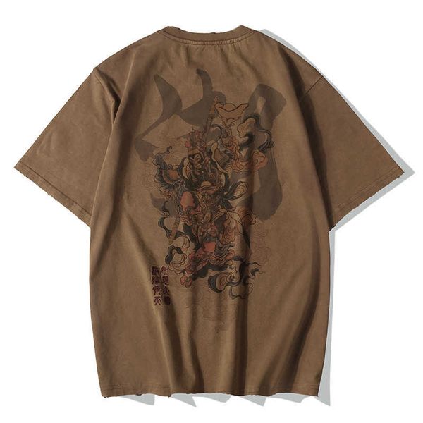 Camiseta de manga corta de verano para hombre, estilo chino, bordado, estampado antiguo, talla grande, marca de moda urbana