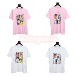 Zomer korte mouw t shirts designer heren kat en hondenprint T-stukken dames casual roze witte tops maat xs-l