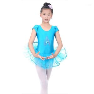 Robe de ballet pour filles à manches courtes d'été pour enfants Ballerina Tutu Costumes pour enfants Danse Leotard Dancewear1