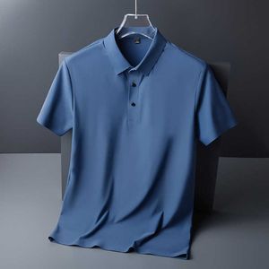 T-shirt d'été à manches courtes pour hommes, col Polo en soie glacée, fin, sans repassage, sans trace, chemise d'affaires