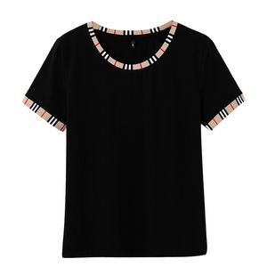 T-shirt d'été à manches courtes pour femmes, mode décontractée, coutures à col rond, haut simple et mince 220509
