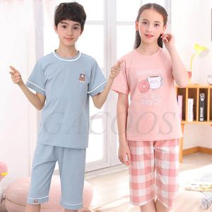 Zomer korte mouwen tiener pyjama's tiener pyjama sets babyjongens katoen kleding meisjes slaapkleding pyjama's kinderen 4 6 8 10 12 16years 240528