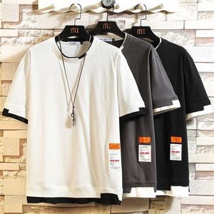 Été manches courtes Harajuku Corée Mode Blanc T-shirt Streetwear Hip Hop Rock Punk Hommes Top T-shirts T-shirt Vêtements 220125