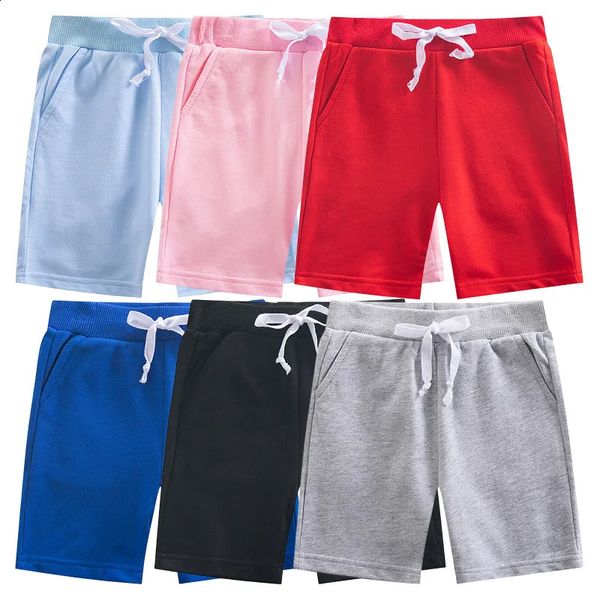 Pantalones cortos de verano para niños niñas algodón color sólido bragas para niños cintura elástica playa pantalones deportivos cortos ropa para niños pequeños 240305