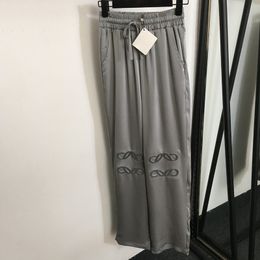 Zomer zijden broek vrouwelijke ontwerper broek klassieke jacquard lange broek luxe elastische taille meisjes broek casual leggings
