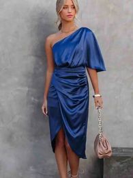 Summer Silk Satin Single Shoulder Long Dres Fashion Elegant Celebrity Dresses Vestido de noche ropa de fiesta Ladies 2024 240416