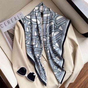 Foulards en soie d'été femmes 90*90cm plage crème solaire foulards carrés dames châles enveloppement silencieux Bandana femme mousseline de soie Hijab Poncho