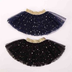 Falda de verano para niñas Falda de tutú de tul Glitter Star Dance Ropa para niños Fiesta de disfraces de niña Midiskirt 6-10T 210331