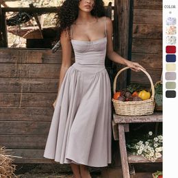 Jupe d'été New French Long Dress Palace Style Dopamine Wearing Strap Dress Girl