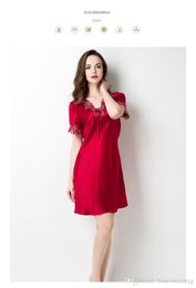 Vêtements de nuit d'été nouvelles femmes Spaghetti sangle chemise de nuit Sexy dentelle garniture soie jarretelle jupe décontracté quotidien femme Lingerie 03