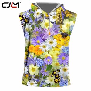 Zomer Mouwloos Shirt Man Mode Anime Vest 3D Gedrukte Bloemen mooie Kleurrijke hoed art Big Size Tank Top met capuchon 220623