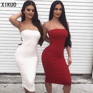 Verano sin mangas Wrap Breast Woman Sexy Tight Dress Lady Formal Party Dinner Casual Simple Dress Long Beach Dress Y1006