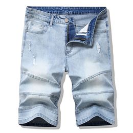 Pantalones cortos rectos ajustados de verano Moda urbana Pantalones cortos de mezclilla Pantalones vaqueros recortados casuales Hombre Ropa de calle azul Pantalones cortos