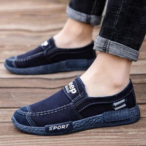 Zomer Slip-On Casual Schoenen Voor Heren Rubber Effen Heren Canvas Lichtgewicht Waterdichte Mannelijke Platte Sneakers 220808