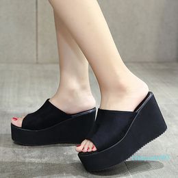 Été sans lacet femmes chaussures compensées sandales plate-forme talons hauts mode bout ouvert dames chaussures décontractées vêtements confortables 2021