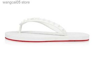 Pantoufles d'été Beach Flats tongs en cuir de haute qualité pantoufles cloutées diapositives sandales hommes femmes rouge solel pointes donnas à pointes T230703