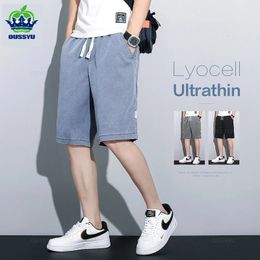 Été Soft Cozy Lyocell Fabric pour hommes shorts en denim mince pantalon lâche à crampons