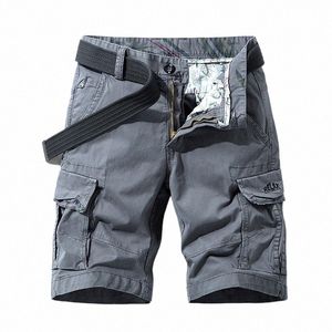 Short cargo de couleur unie d'été Bermuda Baggy Pantalon court cargo multi-poches pour hommes m0Tp #