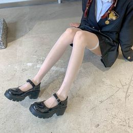 Chaussettes d'été de couleur unie, sexy, transparentes et agréables, taille haute, en soie blanche, chaussettes japonaises JK, amincissantes, belles jambes, soie noire fine