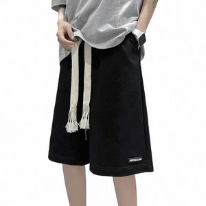Summer Solid Color Sweat Shorts Hommes Japonais Casual Shorts Joggers Pantalons de survêtement Sports Big Taille Sweatshorts Lâche Noir Gris Blanc s0T5 #