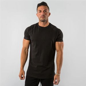 Été solide coton à manches courtes T-shirt hommes vêtements de sport mode plaine hauts moulants t-shirts sport musculation Fitness T-shirt hommes 230226