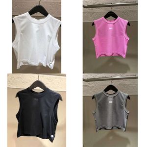 Tank solide d'été pour femmes T-shirt imprimé de lettres Spring Slim Slim Short Top Automne mode