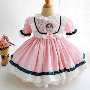 Été Espagnol Lolita Princesse Robe Dentelle Dessin Animé Broderie Robe De Bal Robe Pour Les Filles Robe De Fête D'anniversaire Robes Y2685 Q0716