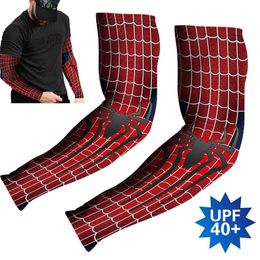 Été Spider Arm Warmers Sport Bras Manches Manga Para Brazo Cyclisme Course Vélo Coude Manches Crème Solaire Manchette Tatouage Garde Hommes 240112