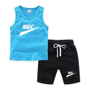 Zomer sport sets merk brief afdrukken voor kinderen t-shirt pak korte mouw shorts 2-delige kinderen sportkleding jongens meisjes meisjes casual