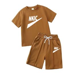 Zomer babymeisjes kleren Pak Pakken Kinderjongens Berodingsmerk Brown T-Shirt Shorts 2pcs/Sets Toddler Casual kostuum Kids Tracksuits