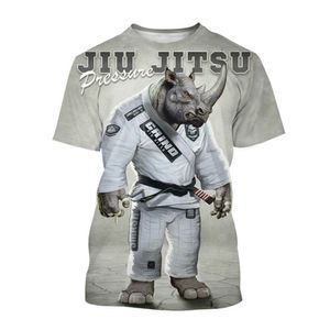 Zomer sport heren t-shirt jiu jitsu fan worstelende kleding 3D dieren graphics hiphop oversized casual o-neck korte mouw top