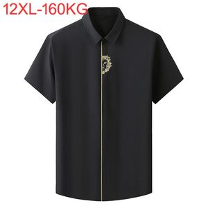 Summer Spring Men Shirts Shirts Short Sleeve Plus Size 8xl 9xl 10xl 12xl Print Dress Fit Shirt Formal Business Work Shirt 160kg Groot 240329