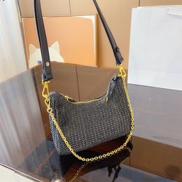 Letnia torba ze słomy Hobo Designer torby na ramię Crossbody damska torebka z łańcuszkiem kompozytowa torebka z torebką kobieta saszetka piersiowa Cross Body