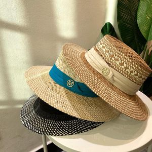 Sombrero Fadora de paja de verano para mujer, protección solar para exteriores, playa turística Retro, versión coreana, sombreros de cubo para niña, ala estrecha