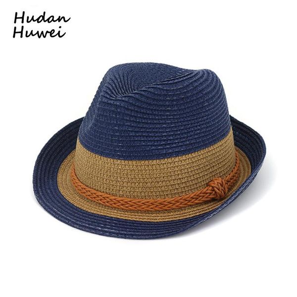 Chapeau de paille d'été pour hommes femmes enfants Jazz Fedoras chapeaux avec bande tissée voyage plage Parent-enfant casquette Sunhat GH-720 à large bord