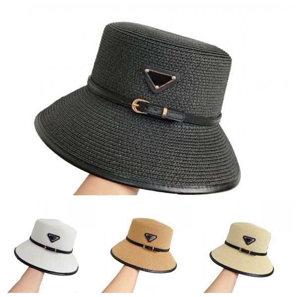 Chapeau de paille d'été tissé designer seau chapeau doux pliable voyage respirant casquette naturel marron rose noir classique lettre hommes chapeau à la mode PJ088