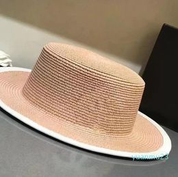 Zomerstro -hoeden Sun Beach Ladies Fashion Flat Brom Bowknot Panama Lady Casual Sun Hat For Women 011 Letter