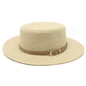 Été Paille Soleil Chapeau Ceinture Visière Trilby Jazz Femmes Hommes Chapeau Femme Homme Fedora Elope Plage Panama Chapeau