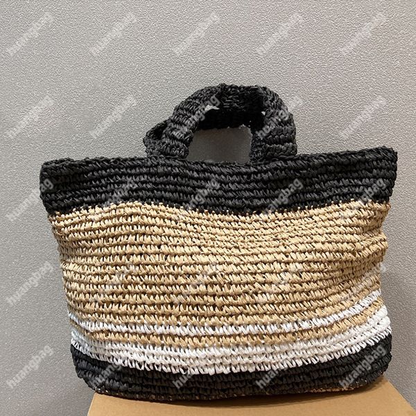 Bolso de mano de paja de verano Bolsos de diseñador de lujo Bolsos de hombro de rafia de ganchillo Bolso bordado portátil Bolso de moda Casual Lady Tote Holiday