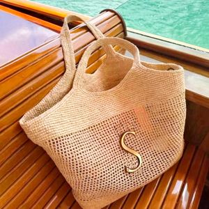 Summer Straw Weave Raffias Luxurys Beach Bag Bag Bag Hands 7a CALIDAD SHOMBRE LA BOLSO TOTE PARA MUJER Fashion Lady Travel Crossbody Mens Crochet Bolsas de crochet