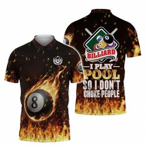 Summer Street Casual Polo Shirt Cadeau pour les joueurs de billard 9 Ball Billard et crâne persalisé 3D imprimé Polo pour hommes u9t6 #