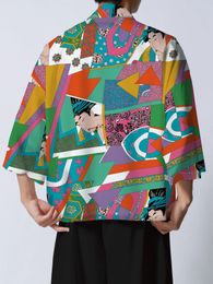 Zomer Streetwear Kimono Vest Print Mannen Japanse Casual Oversize Shirt Hawaiian Harajuku Y2K Aziatische Cosplay 240321