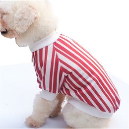 Zomer Streep Dog Apparel T-shirt Vest Huisdier Kleding voor Kleine Honden Yorkshire Terrier Shirts Puppy Cat Clothes S-2XL