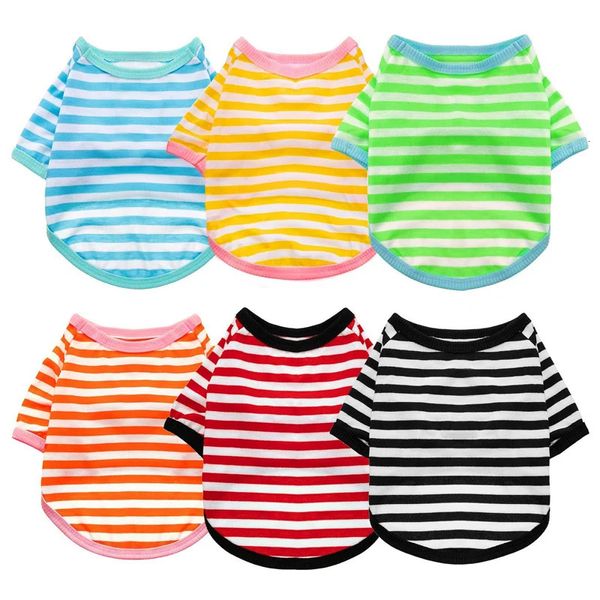 Summer Stripe Dog Tshirt Vest Pet Vêtements pour petits chiens yorkshire terrier shih tzu chemises chiot vêtements de chat chaleco para perro 240411