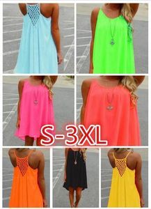 Zomerstijl 7 kleuren vrouwen kleding strandjurk fluorescentie vrouwelijk chiffon voile plus maat 220521