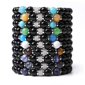 Zomer Stijl Zwarte Kralen Armbanden Klassieke 8 MM Natuursteen Elastische Vriendschap Armband Strand Voor Vrouwen Mannen Minnaar Sieraden