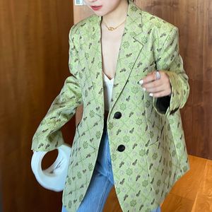 Été Style coréen tempérament Jacquard vert costume femmes rétro beau veste décontractée mode niche hauts 16F0953 210510