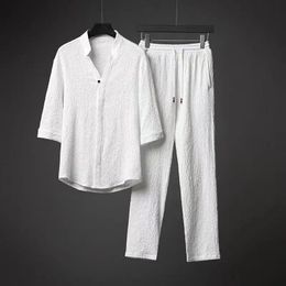 Men de style Summer Fashion Casual Colomb Color T-shirt Suit Mens Two-Piece Set 5xl 240408