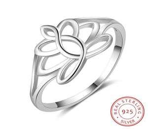 Estilo de verano S925 Anillo de plata esterlina para mujeres Tamaños de niña 68 Anillo de loto simple Joyería de moda Anillos de boda Regalo Alto polishin5311218